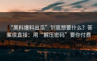 “黑料爆料出瓜”到底想要什么？答案很直接：用“解压密码”要你付费
