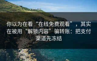 你以为在看“在线免费观看”，其实在被用“解锁内容”骗转账：把支付渠道先冻结