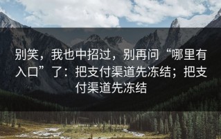 别笑，我也中招过，别再问“哪里有入口”了：把支付渠道先冻结；把支付渠道先冻结