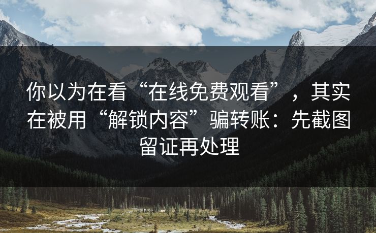 你以为在看“在线免费观看”，其实在被用“解锁内容”骗转账：先截图留证再处理-第1张图片-每日大赛官方页
