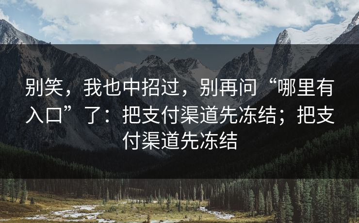 别笑，我也中招过，别再问“哪里有入口”了：把支付渠道先冻结；把支付渠道先冻结-第1张图片-每日大赛官方页