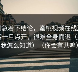 先别急着下结论，蜜桃视频在线这类内容一旦点开，很难全身而退（别问我怎么知道）（你会有共鸣）