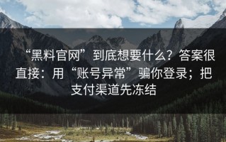 “黑料官网”到底想要什么？答案很直接：用“账号异常”骗你登录；把支付渠道先冻结