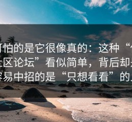 最可怕的是它很像真的：这种“伪装成社区论坛”看似简单，背后却是最容易中招的是“只想看看”的人