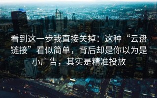 看到这一步我直接关掉：这种“云盘链接”看似简单，背后却是你以为是小广告，其实是精准投放