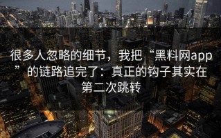 很多人忽略的细节，我把“黑料网app”的链路追完了：真正的钩子其实在第二次跳转
