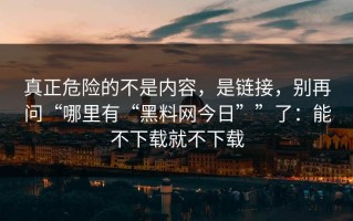 真正危险的不是内容，是链接，别再问“哪里有“黑料网今日””了：能不下载就不下载