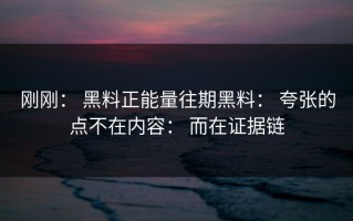 刚刚： 黑料正能量往期黑料： 夸张的点不在内容： 而在证据链