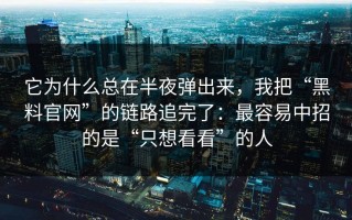 它为什么总在半夜弹出来，我把“黑料官网”的链路追完了：最容易中招的是“只想看看”的人