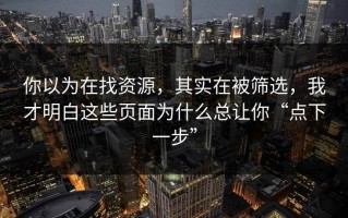 你以为在找资源，其实在被筛选，我才明白这些页面为什么总让你“点下一步”
