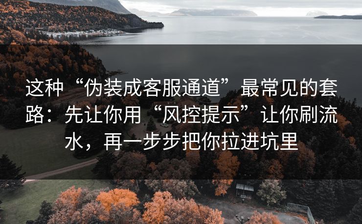 这种“伪装成客服通道”最常见的套路：先让你用“风控提示”让你刷流水，再一步步把你拉进坑里-第1张图片-每日大赛官方页