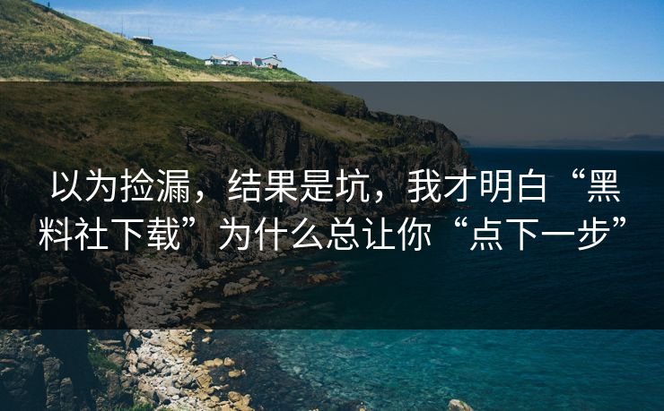 以为捡漏，结果是坑，我才明白“黑料社下载”为什么总让你“点下一步”-第1张图片-每日大赛官方页