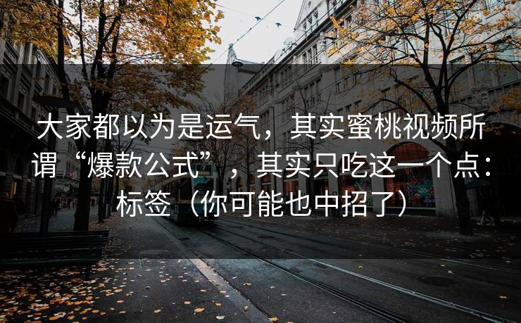大家都以为是运气，其实蜜桃视频所谓“爆款公式”，其实只吃这一个点：标签（你可能也中招了）-第1张图片-每日大赛官方页