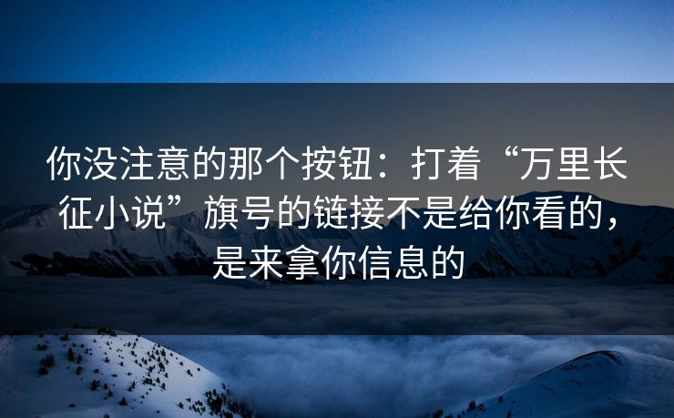 你没注意的那个按钮：打着“万里长征小说”旗号的链接不是给你看的，是来拿你信息的