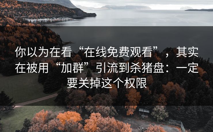 你以为在看“在线免费观看”，其实在被用“加群”引流到杀猪盘：一定要关掉这个权限