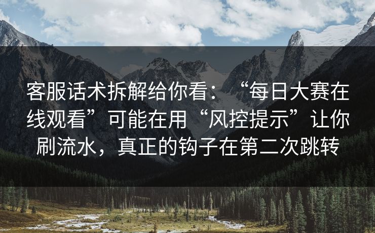 客服话术拆解给你看：“每日大赛在线观看”可能在用“风控提示”让你刷流水，真正的钩子在第二次跳转-第1张图片-每日大赛官方页