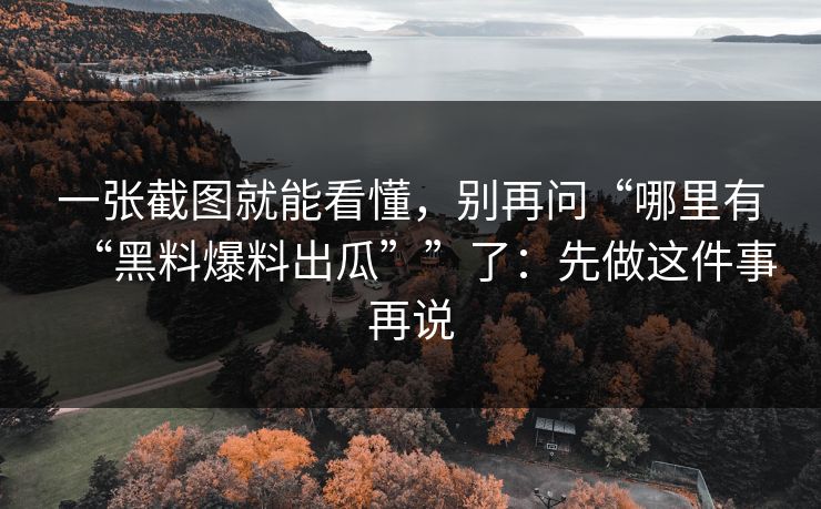 一张截图就能看懂，别再问“哪里有“黑料爆料出瓜””了：先做这件事再说