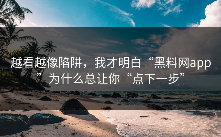 越看越像陷阱，我才明白“黑料网app”为什么总让你“点下一步”