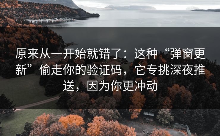 原来从一开始就错了：这种“弹窗更新”偷走你的验证码，它专挑深夜推送，因为你更冲动-第1张图片-每日大赛官方页
