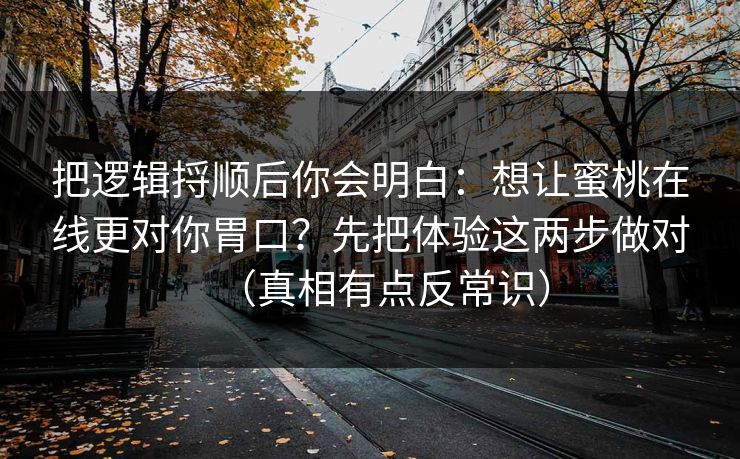 把逻辑捋顺后你会明白：想让蜜桃在线更对你胃口？先把体验这两步做对（真相有点反常识）